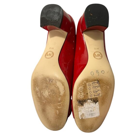 Michael Kors Pauline Mid-Heel Pumps Women's 8.5 Red Patent Leather Silver Buckle - Picture 6 of 7